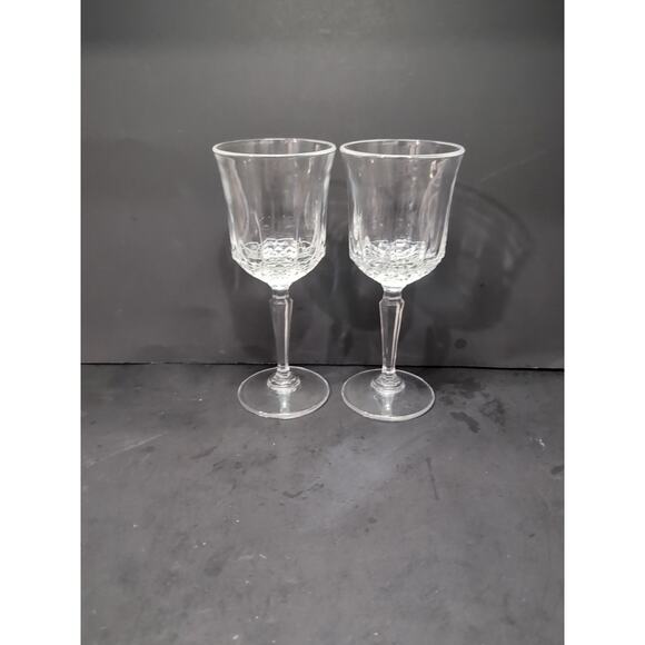 Cristal d'Arques Wine Glasses, 6.75" Longchamp , Vintage Glass Set of 2, Crystal - Picture 4 of 9